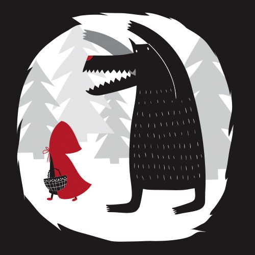 Ilustración de Caperucita y el lobo