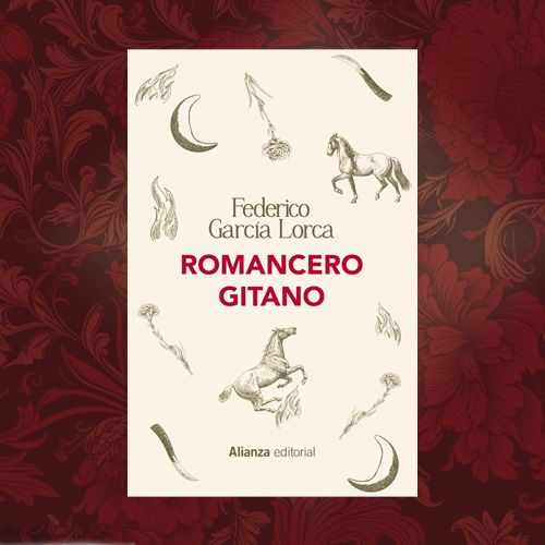 La portada de un libro de color crema titulado "Romancero Gitano" de Federico García Lorca.