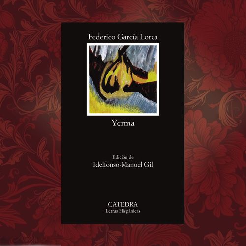 La portada de un libro negro titulado "Yerma" de Federico García Lorca.