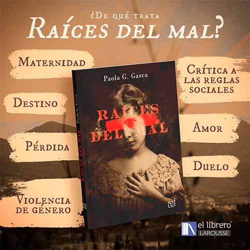 Infografía con los temas de la novela raíces del mal