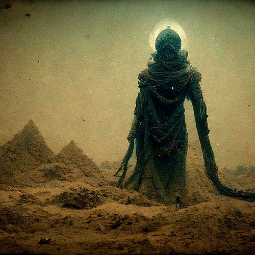 Ilustración, posiblemente la deidad oscura de Nyarlathotep