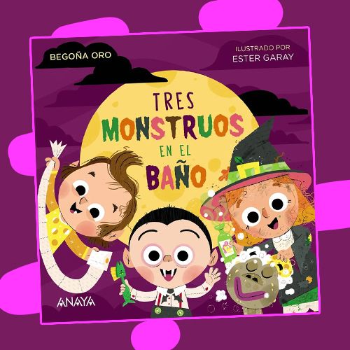 Portada de Tres monstruos en el baño, libro ilustrado para niños