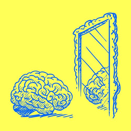 Cerebro frente a un espejo