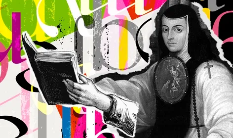 Collage con la imagen de Sor Juana
