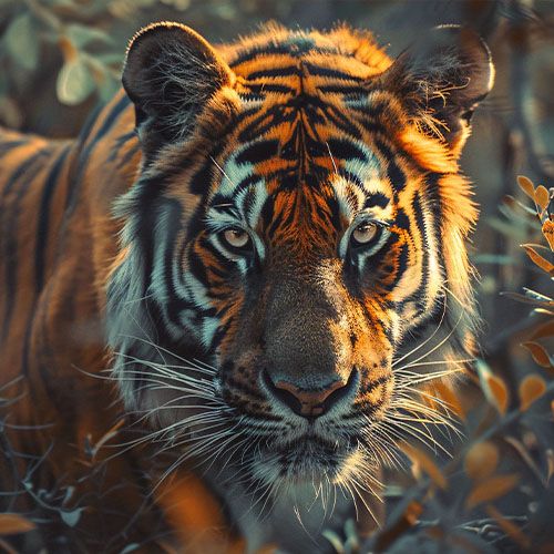 Tigre acechando a su presa